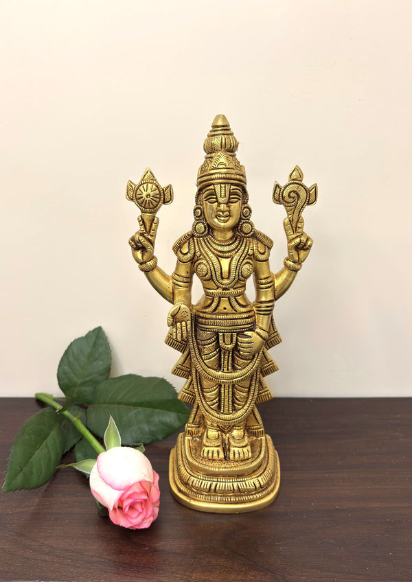 Yathashilpam 9 Inch Divine Brass Lord Balaji I Tirupati Balaji Idol for Home