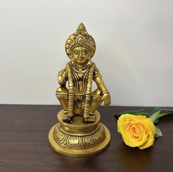 Yathashilpam 6.25 Inch Brass Lord Ayappa Idol
