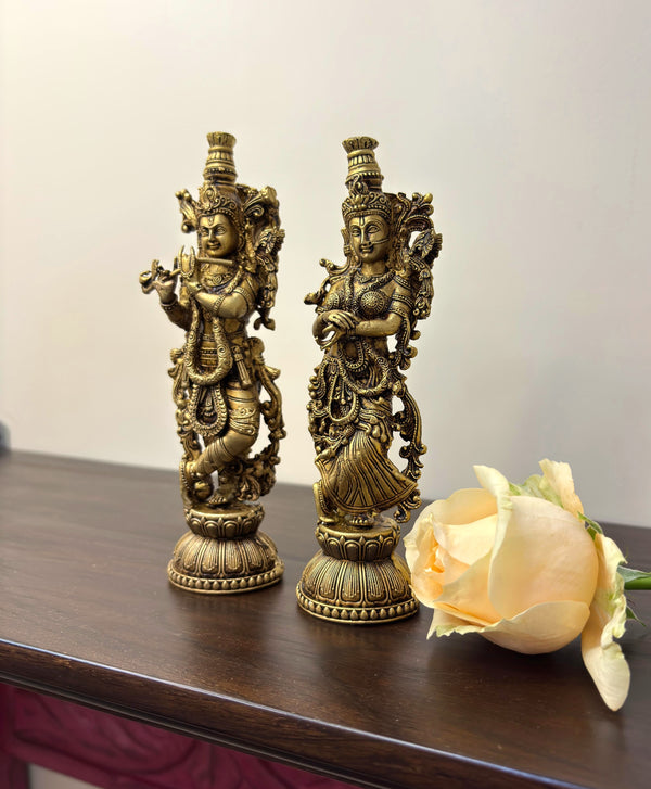 6” Superfine Pair of Radha Krishna I Radha Krishna Brass Idol