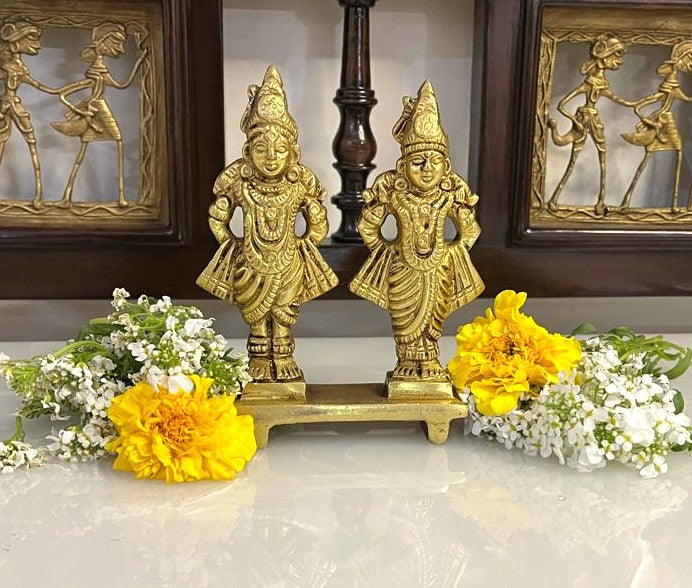 This idol is made of fine Brass having Golden Yellow finish having elegant carvings and antique look adding the divine aura to the life