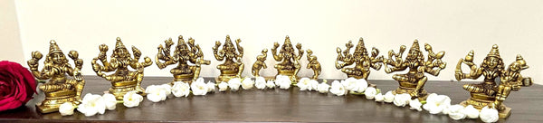 Yathashilpam 2.5" Ashta Lakshmi Brass Idols Set I Set of Eight Forms of Goddess