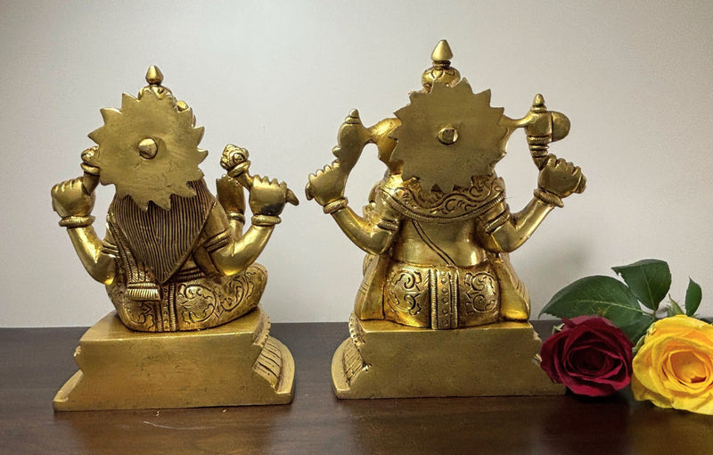 This idol set is made of fine Brass having Golden Yellow finish having elegant carvings and antique look
