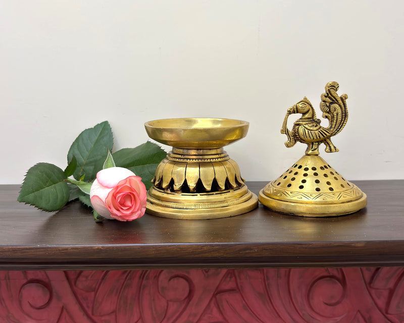 The incense burner is a creative piece made purely of brass