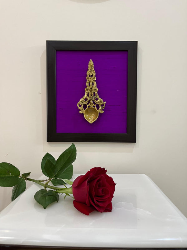 Yathashilpam Indian Traditional Brass Wall Decor Raw Silk (Purple)