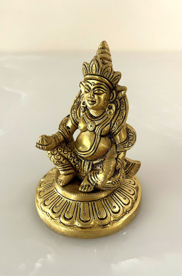 Yathashilpam 5" Superfine Lord Kuber Brass Idol