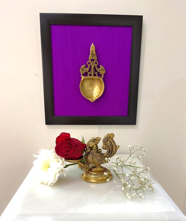 Yathashilpam Indian Traditional Brass Wall Decor Raw Silk (Purple)