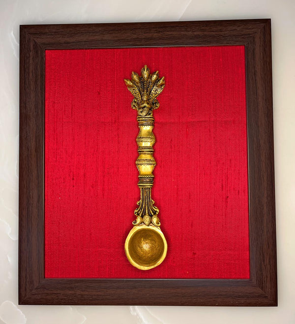 Yathashilpam Indian Traditional Brass Wall Decor Raw Silk (Red)