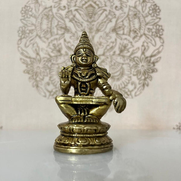 Yathashilpam 2.7" Brass Lord Ayappa Idol