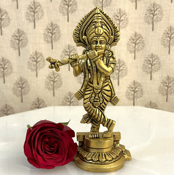 Yathashilpam 6” Fluting Brass Krishna Idol