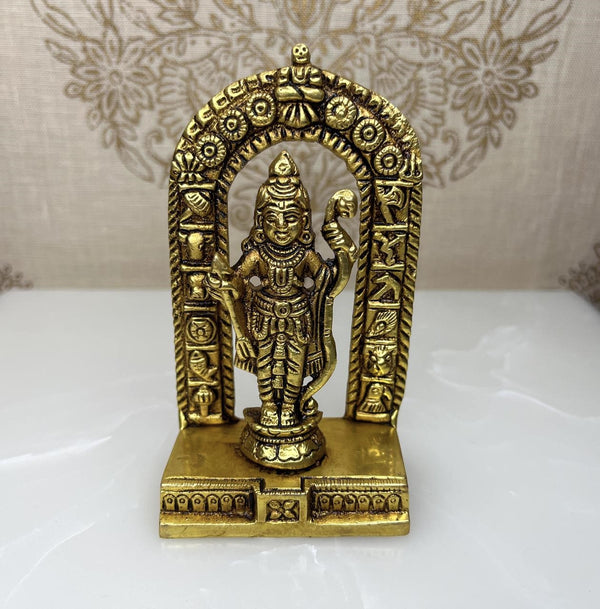 Yathashilpam 4.2" Brass Lord Ram Idol With Prabha Wali Backdrop