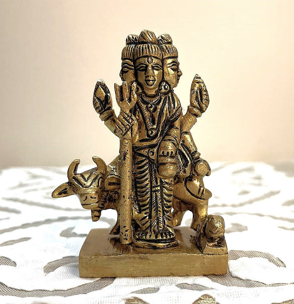 Yathashilpam 3.5" Brass Lord Dattatrreya Idol