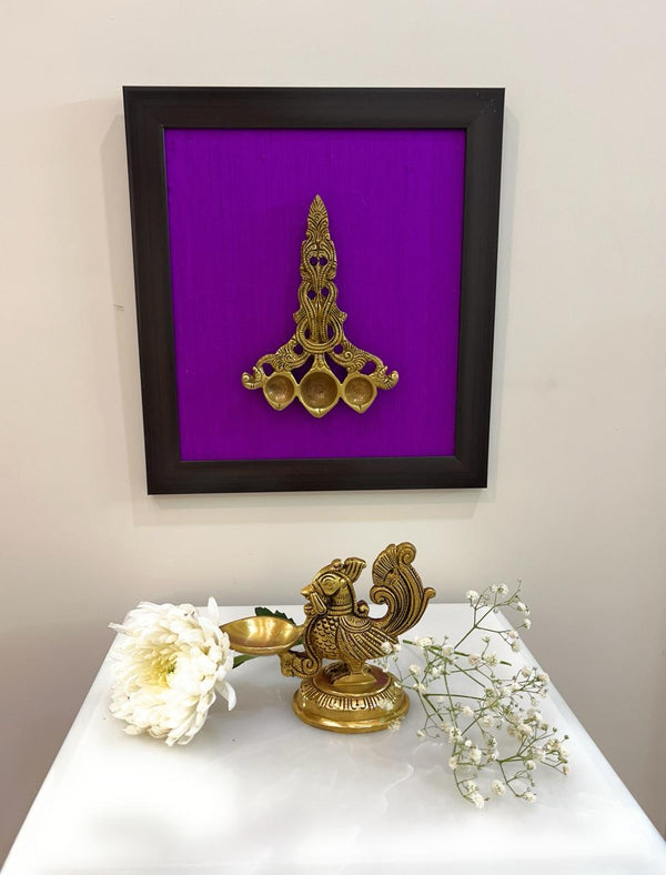 Yathashilpam Indian Traditional Brass Wall Decor Raw Silk - Purple