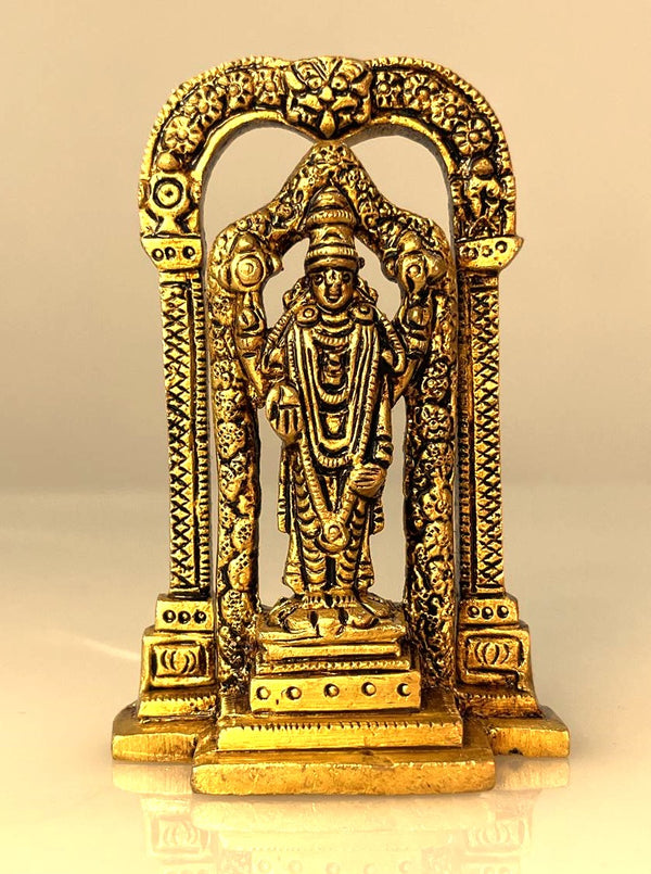 Yathashilpam 4" Lord Venkateshwara Swami Idol With Prabha Wali Backdrop