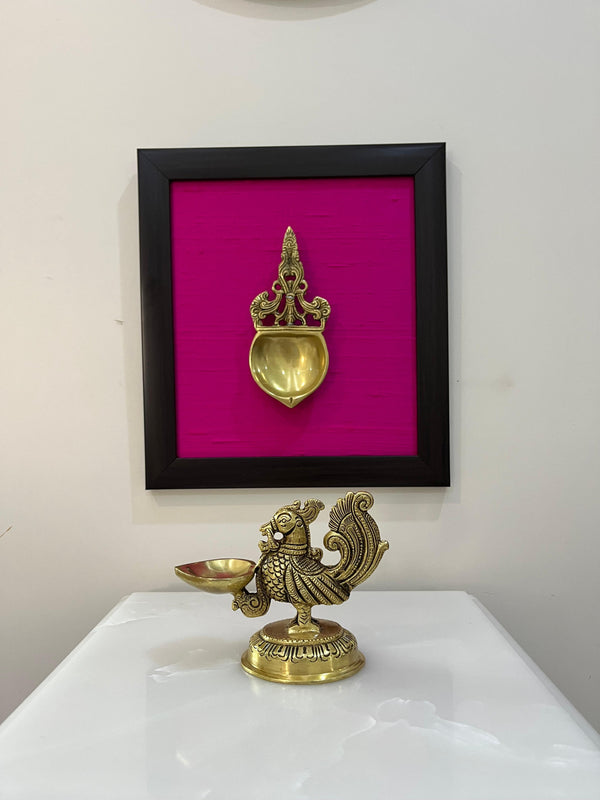 Yathashilpam Indian Traditional Brass Wall Decor Raw Silk (Magenta)