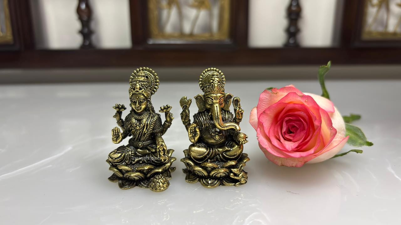 Brass Miniature Lakshmi Ganesh: An Auspicious Gift