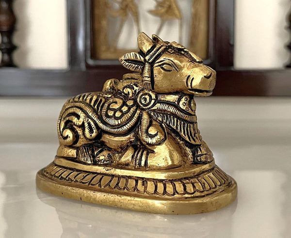 Yathashilpam Small Brass Nandi I The Vahan of Lord Shiva