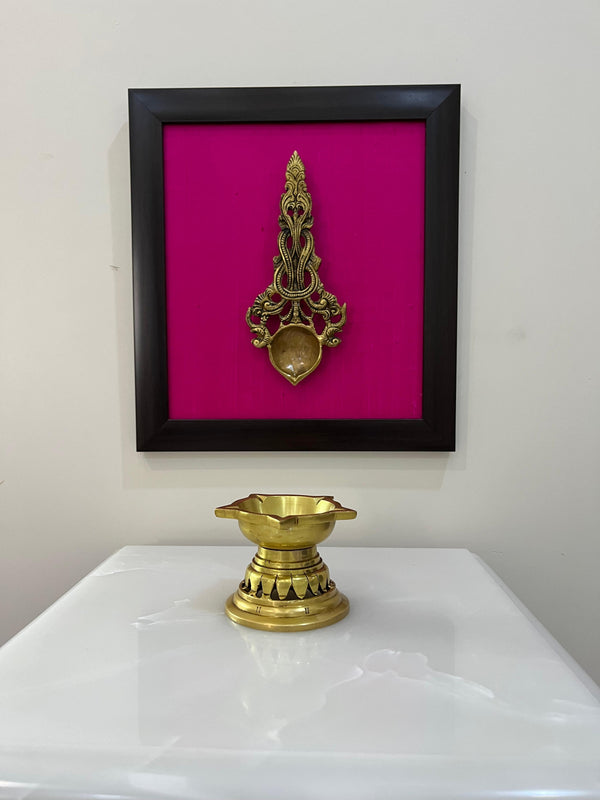 Yathashilpam Indian Traditional Brass Wall Decor Raw Silk (Magenta)