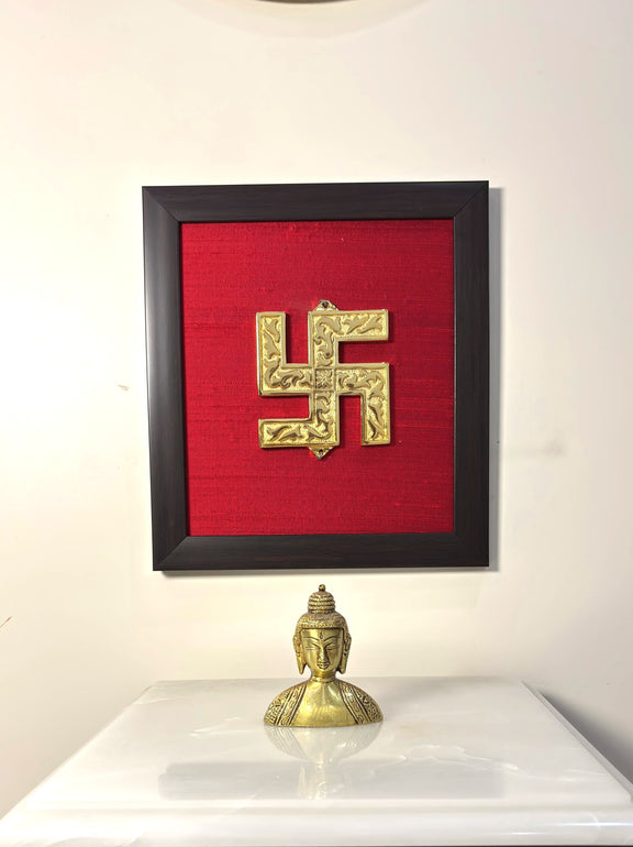 Handcrafted Brass Swastik Symbol Wall Frame – Sacred Golden Accent on ...