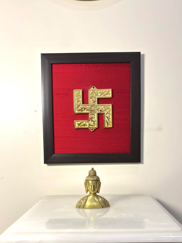 Swastik Symbol Pure Raw Silk Brass Wall Décor I Spiritual Symbol Wall Décor I Subh Chinha Wall Decor