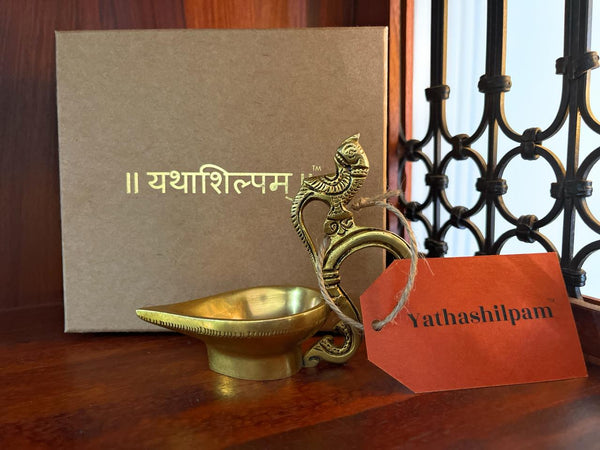 Yathashilpam Brass Peacock Diya