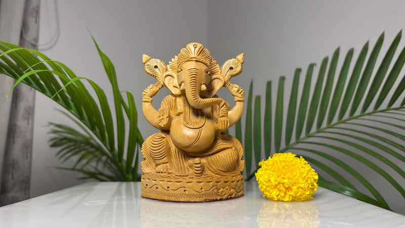Hand carved Wooden Ganesha: An Auspicious Home Decor
