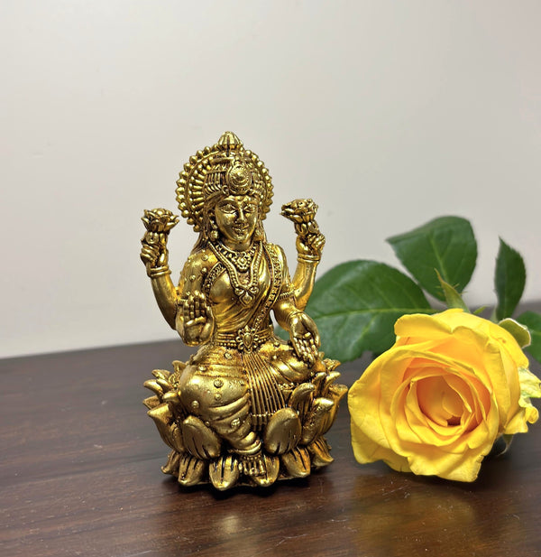 Yathashilpam 3.5 Inches Superfine Goddess Lakshmi ji I Brass Lakshmi ji idol