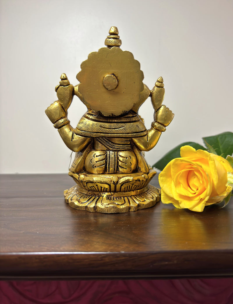 This exquisite small sculpture of Lord Ganesha is handcrafted by skilled artisans in India